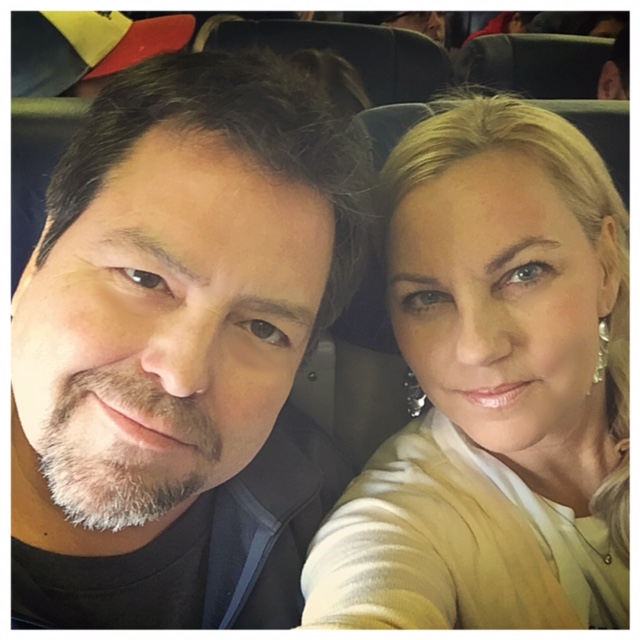 Rick Najera and Susie Albin-Najera on Southwest Airlines flight to Cancun
