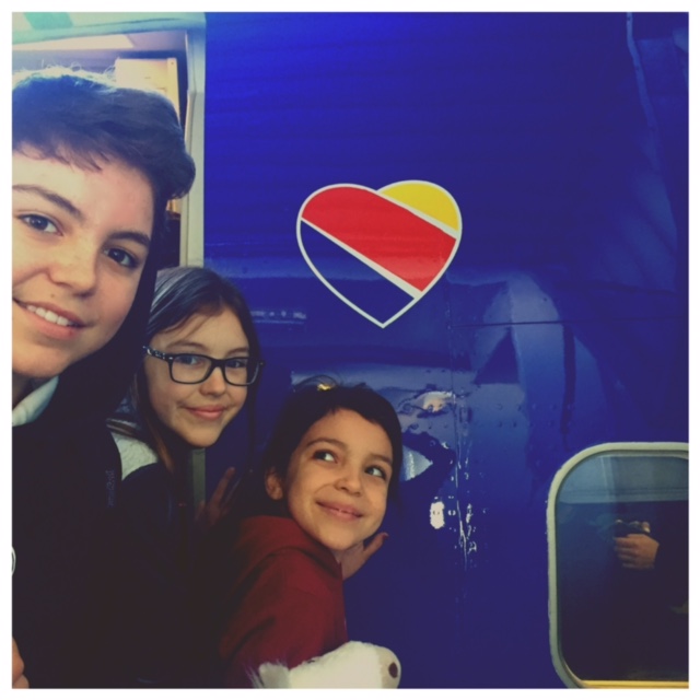 Najera kids on Southwest Airlines LAX-CUN